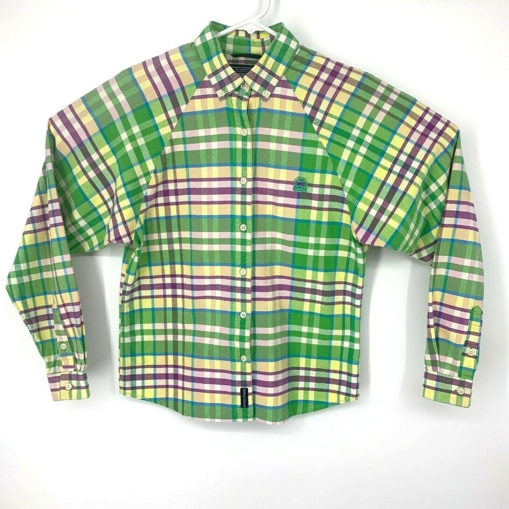 Rough Stock Womens Plaid Collared Shirt Small